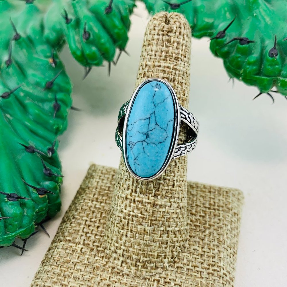 Turquoise & Silver Statement Ring
